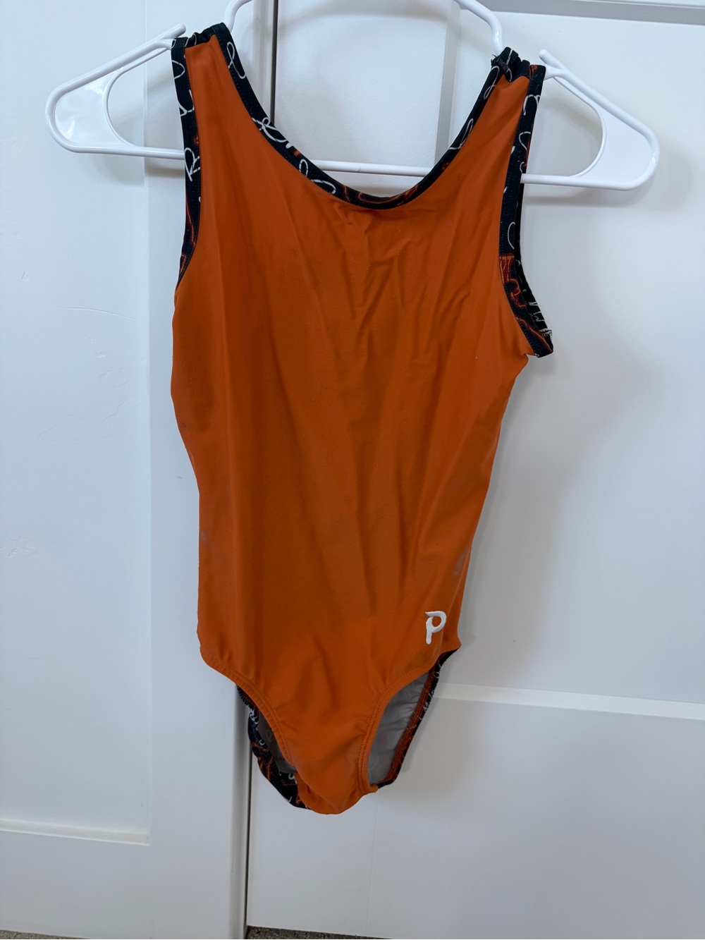 Girls Orange & Black Plum Leotard